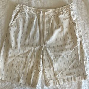 Men's Zara Cotton Blend Cream Striped Shorts